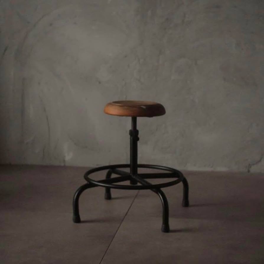 ケヤキ　回転　スツール　一枚板　椅子　古家具　アンティーク　鉄脚 ケヤキ回転スツール一枚板椅子古家具アンティーク鉄脚