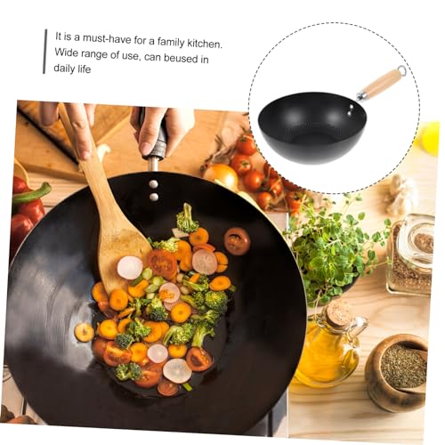 Wok de hierro pequeño antiadherente para cocina miniatura 4