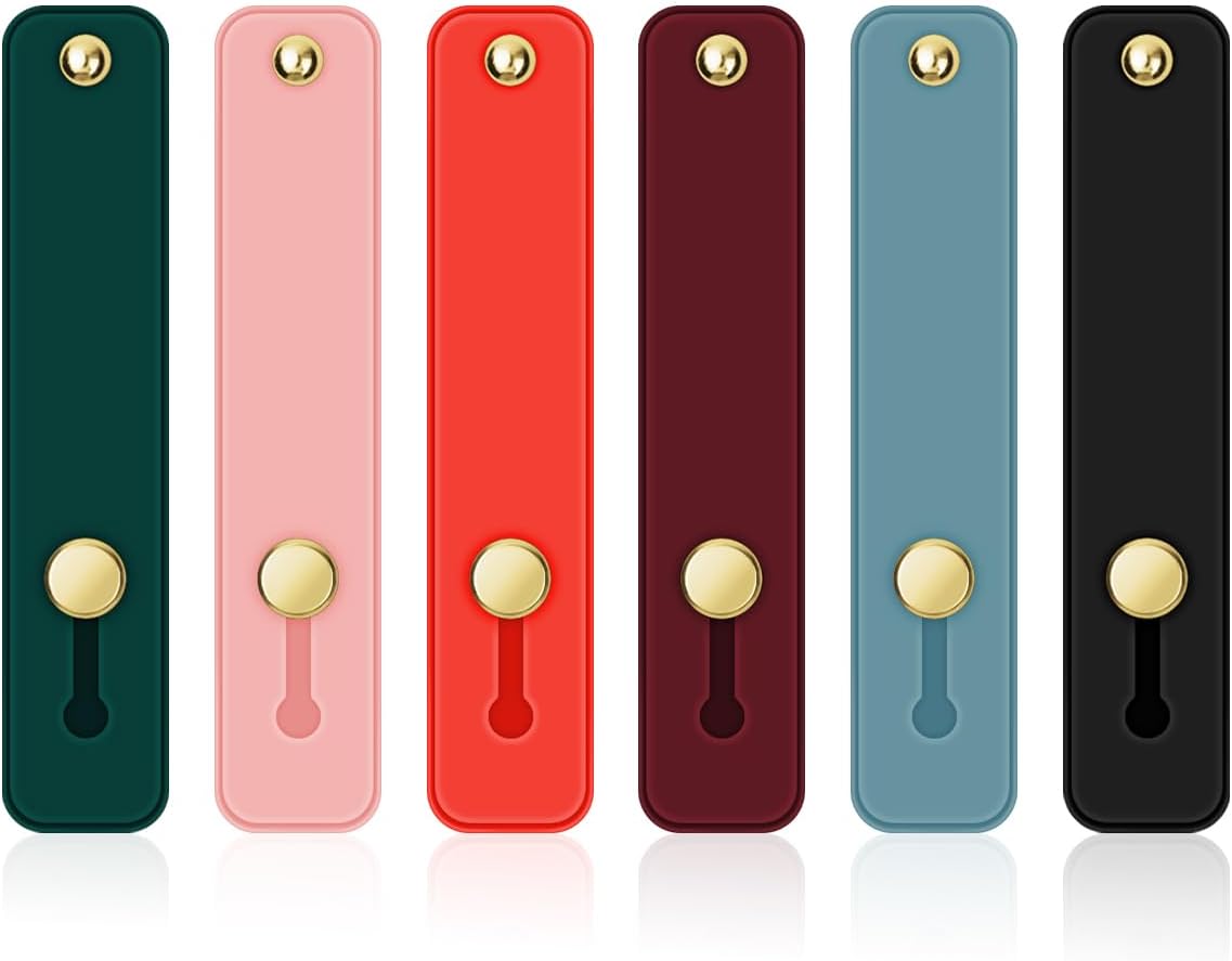 6 Pieces Phone Strap Grip, Telescopic Phone Finger Strap Stand, Assorted Colors Silicone Universal Finger Loop for Most Mobile Phones and Cell Phone Case (Vintage Colors)