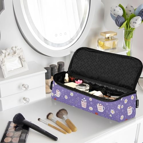 Bolsa de viaje Yuiboo Daisy Purple para herramientas de cabello como plancha, rizador y secadora, con gran capacidad y resistente al calor miniatura 7