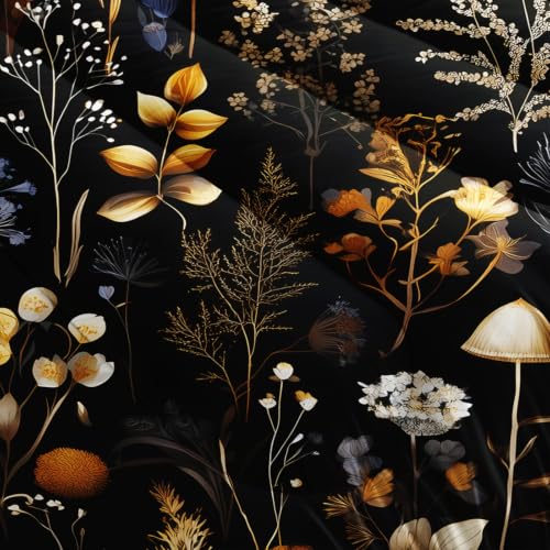 Image of AILONEN Midnight Meadow Full Comforter Set 3 Piece, Amber Floral Bedding, Cream Branch Garden Pattern, Teen Room, 2 Pillowcases