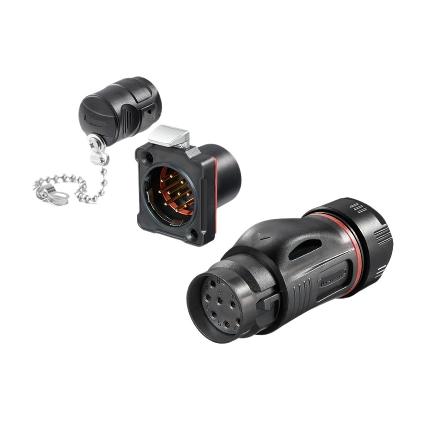 Connecteur industriel BD24 à bride inversée 10 broches IP68 plastique