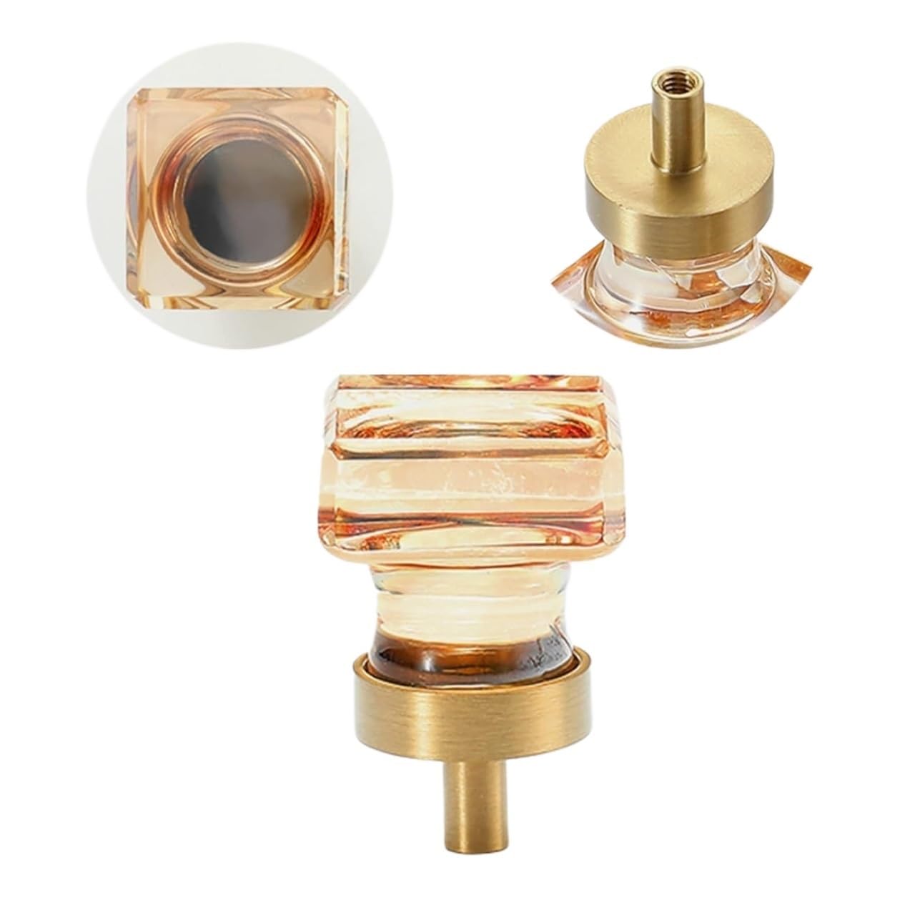 SBZIOJHDR Door Handle, Furniture Handles,Cupboard Dresser Drawer Pull with Screws,TransparentB(Champagnecolor)