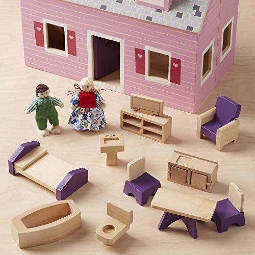 Melissa & Doug Faltbares & Tragbares Puppenhaus | Rollenspielzeug | Puppenhaus aus Holz für Kinder | 3+ | Geschenk für… – Bild 7