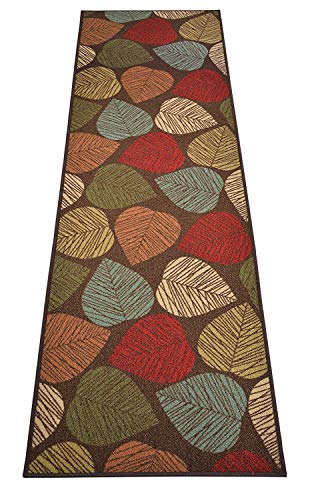 Rugstylesonline Custom Size Leaves Leaf Brown Multi Color Roll Runner 26 In Wide X Your Length Choice Slip Resistant Rubber Back Area Rugs And Runners (Brown Multi Leaves, 6 Ft X 26 In) #TOP14