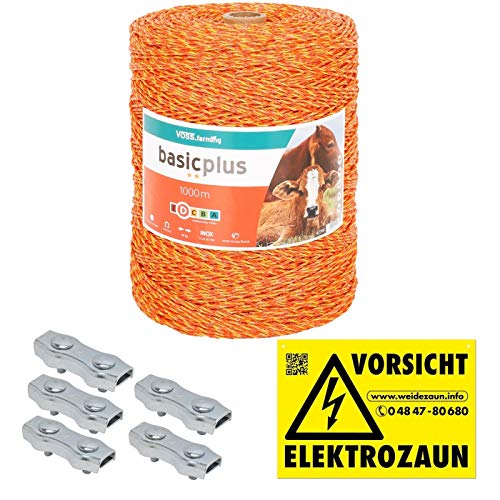 Produktbild von Ellofarm Weidezaunlitze 250 M – Orange-gelb, 3 Leiter Aus Nirosta, Ø Ca. 2 Mm, Zugkraft 35 Kg, Für Zäune Bis 1 Km