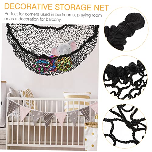 Hamac de rangement pour jouets filet suspendu en polyester noir pour petits espaces