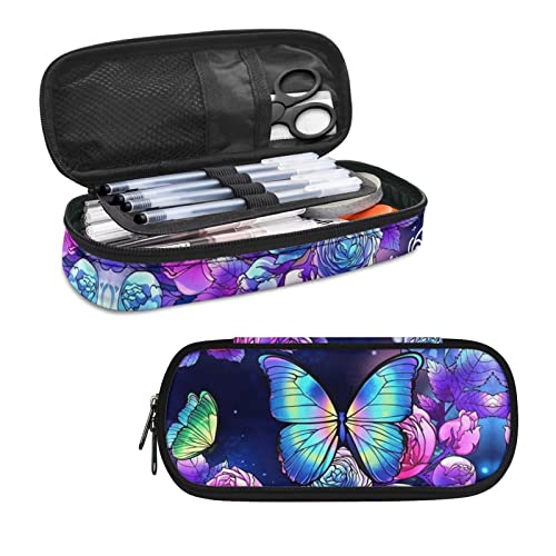 eurwhj Estuche de mariposa para niñas y niños, estuche de lápices estético, estuche de papelería, estuche de transporte para mujeres, escuela, oficina, regalos, mariposa, Talla única, Mariposa