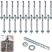 Bolzenanker M8 Schwerlastdübel, Metall Schwerlastanker M8, Betonanker Verzinkt, Ankerschrauben Aus Verzinktem Stahl für Geländer Fenster Vorhangfassaden Maschinen Balken - 20 Stück M8 x 90 mm