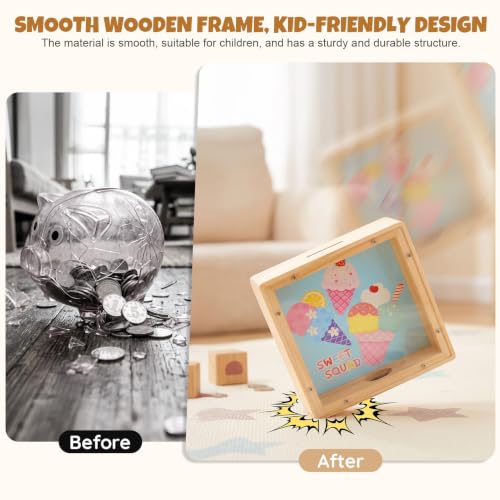 Image of MHJY Wooden Piggy Bank for Kids Personalizable DIY Coin Bank for Girls Boys