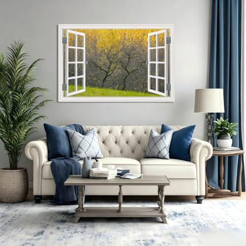 Cuadro lienzo efecto ventana de montañas para una decoración moderna en tu salón 5