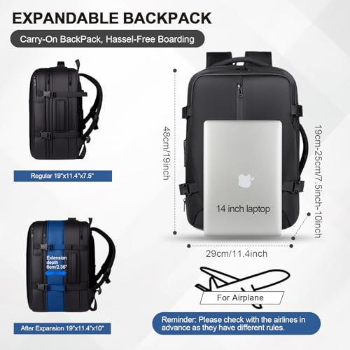 Image of Vacuum Seal Backpack Travel with Pump, Expandable Vacuum Backpack with Air Compression System, Airback Vacpack TSA Lock Water Resistant Carry-On Luggage (Black)