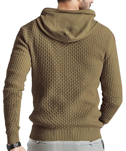 Zaitun Mens Hooded Sweatshirt Long Sleeve Solid Knitted Hoodie Pullover Sweater4