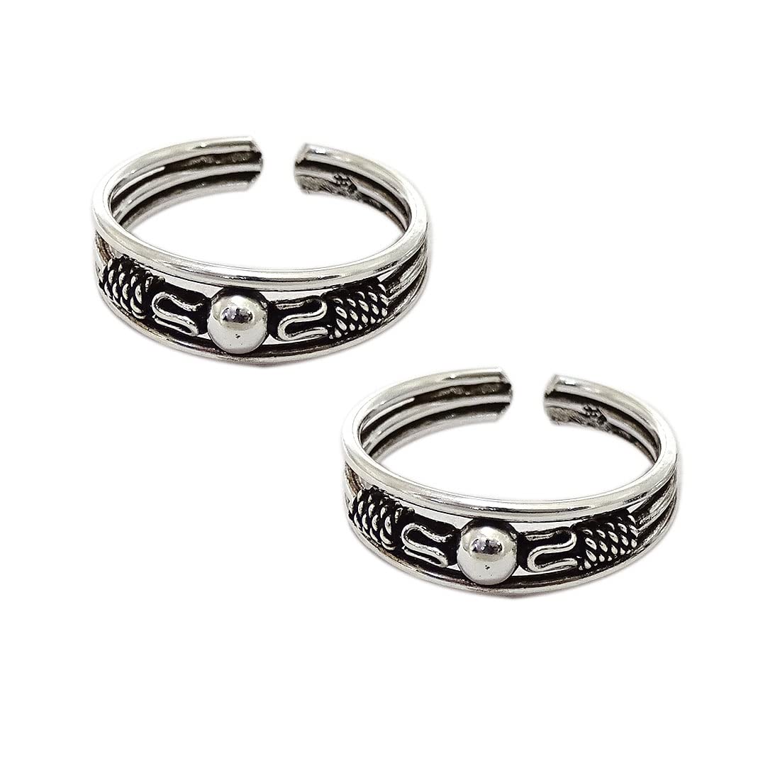 sahiba gems Exclusive 925 Sterling Silver Center Ball Toe Ring/Bichiya Sparkling Silver Color Toe Rings for Women-picture-22
