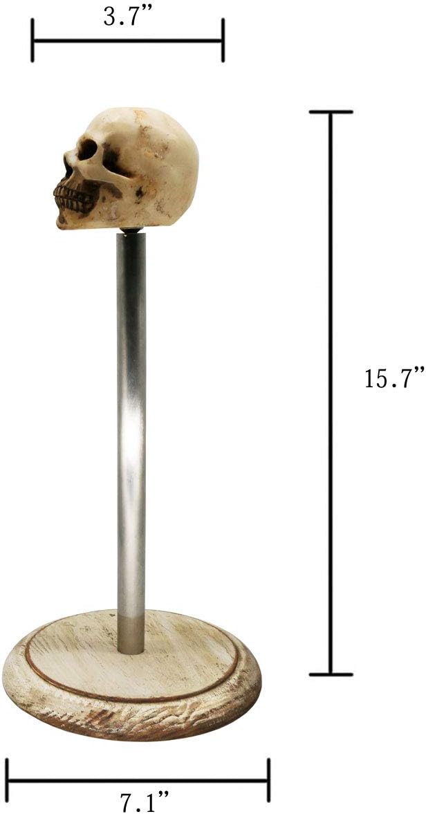 Rustic White Wood Skull Stand Up Paper Towel Holder, Easy One-Handed Tear Kitchen Paper Towel Dispenser with Weighted Base for Standard Paper Towel Rolls,Rustic White