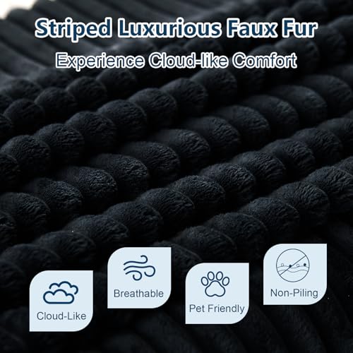 Image of 135.4 inch Boneless Cloud Sectional Couch Modular Sofa with Ottoman | Modern U-Shaped Couches, Comfy Corduroy Memory Foam Sofas with Oversized Chaise for Living Room (Black,Left-Facing Chaise)