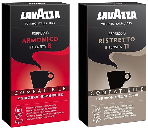 Image of Lavazza Espresso Ristretto, 50 Gm With 10 Nos Nespresso Compatible Coffee Capsules & Espresso Armonico