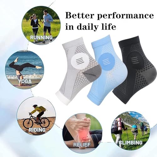 Image of Upgraded Neuropathy Socks 3 Pairs for Women Men,Soothe Relief Ankle Compression Sock 15-20 mmHg