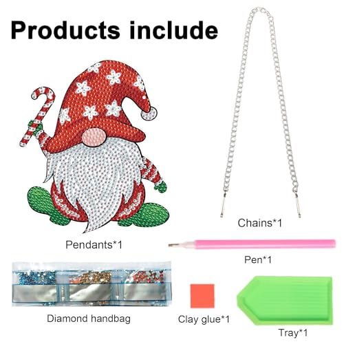 Image of AiYuanzsh DIY 5D Christmas Diamond Art Hanging Sign, Gnome Rhinestone Pendant Kit for Holiday Wall Door Window Decor, Diamond Painting Ornament for Seasonal Home Decoration