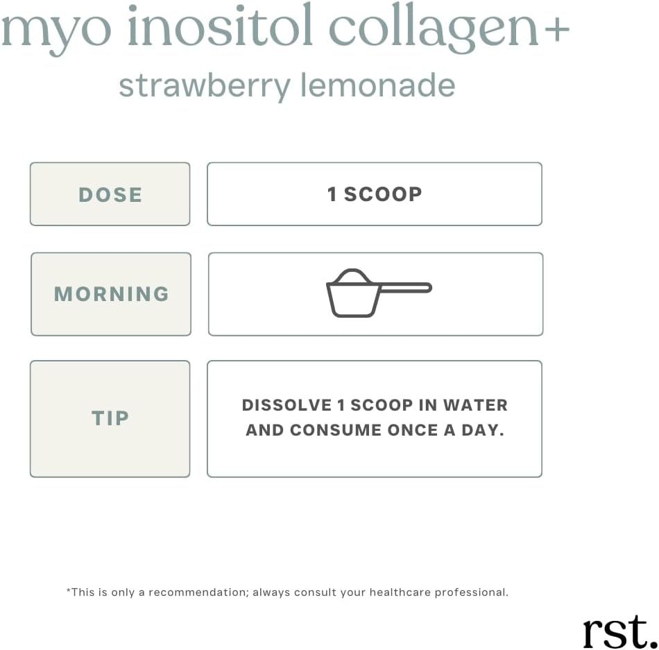 MYO INOSITOL Collagen+ Myo-Inositol & D-Chiro Inositol (40:1), Hydrolyzed Collagen, Folate, Zinc & Vitamin B6 Hormonal Balance, Fertility, Skin & Hair Support Strawberry Lemonade 750 g