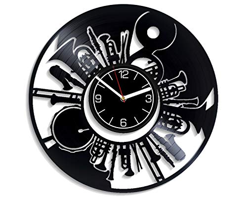 Kovides Music Instruments Wall Art Classical Music Wall Clock Vintage Music Wall Clock Music Instruments Gift 12 inch Wall Clock Music Vinyl Clock Music Home Decoration Music Vinyl Record Clock