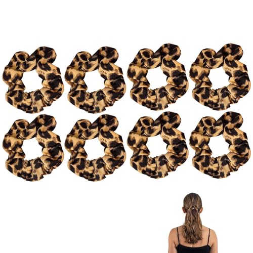 8 PCS Big Leopard Print Scrunchie Hair Scrunchies For Women Soft and Durable Leopard Print Gifts Oversized Scrunchie Large Scrunchies For Women for Daily use Special Occasions