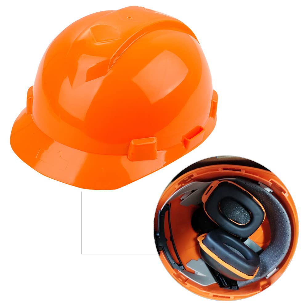 Casco di Sicurezza con Visiera e Paraorecchie, Elmetto Forestale in HDPE con Visiera in Rete d'Acciaio Arancione