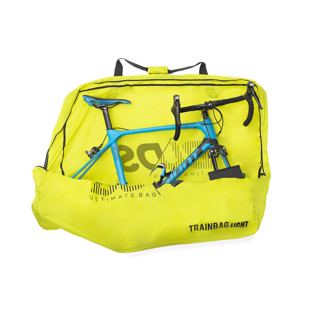 TRAINBag Light de Buds-Sports - Housse Vélo et VTT Spécial Train Europe - Standard SNCF 130x90 cm - Pour Voyager Avec Votre Vélo Ou VTT - Idéal Bikepacking et Cyclotourisme (Jaune)