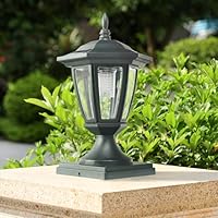 JeeYee - Farol solar impermeable negro retro con LED para decoración de exteriores moderna (1 unidad)