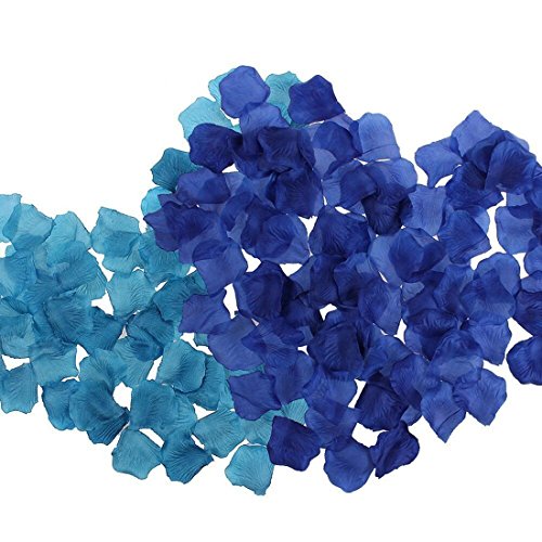 Snadulor 1500pcs Dark Blue and 1500pcs Light Blue Color Silk Rose Flower Petals for Wedding Table Confetti Bridal Party Flower Girl Decoration