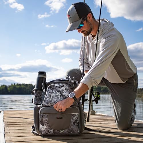 Image of Piscifun Fishing Tackle Backpack with 2 Rod Holders, 4 Boxes & Rain Cover
