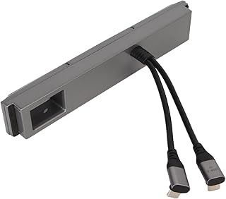 USB Hub Multiport Charger, Fast Charging 27W USB LED Hub Docking Station Sliding Cap Silver for Model 3 Y (Z62B)