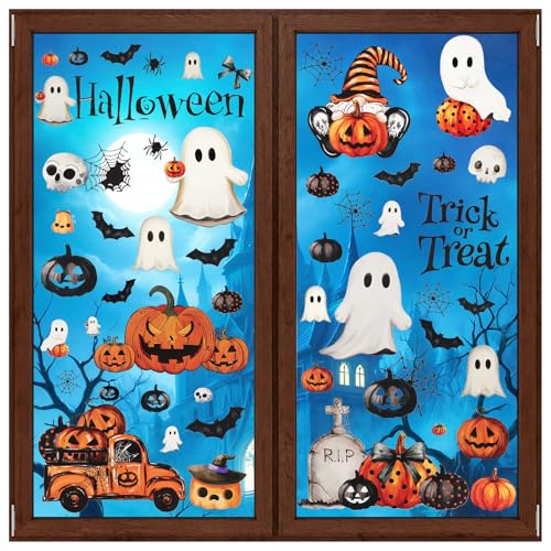 Halloween Fenster Aufkleber Klammern, 8 Stück Geister Kürbisse...