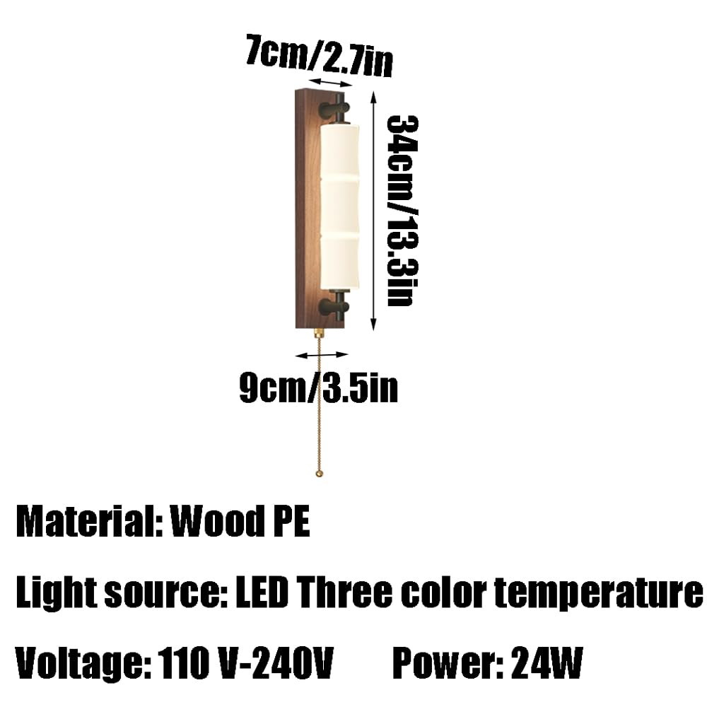 Lampada da parete con sorgente luminosa 24 W, lampada in stile industriale nordico, applique in legno PE a testa singola, lampade a for sala pranzo, camera letto, soggiorno