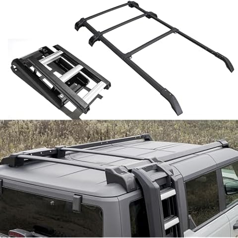 ROSY PIXEL Roof Rack & Ladder for 2021 2022 2023 2024 Ford Bronco Hard TOP Rooftop Black (Except Bronco Sport) Cover