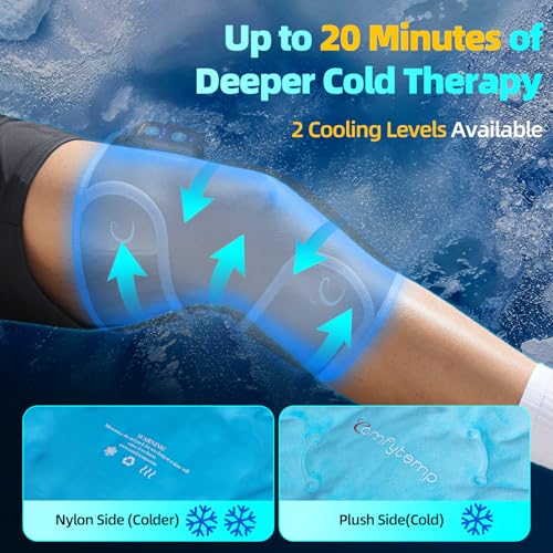 Comfytemp Auto Compression Knee Ice Pack Wrap for Injury, FSA Eligible, Reusable Gel Hot Cold Therapy, Knee Brace for Meniscus Tear, Arthritis Pain Relief, Replacement Recovery, Get Well Surgery Gift