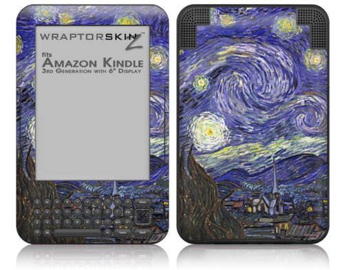WraptorSkinz Vincent Van Gogh Starry Night - Decal Style Skin fits Amazon Kindle 3 Keyboard (with 6 inch Display)