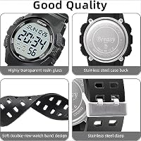 Beeasy Mens Digital Sports Watch, 50M Waterproof 49mm Rubber Strap Mens Watches with Stopwatch, Countdown Timer, Alarm & Dual Time—Ideal for Sport, Gym, Running, Referee, School & Daily Wear — image 4