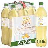 Lift light Orange Maracuja Schorle – zuckerreduziertes und kalorienreduziertes Erfrischungsgetränk mit fruchtig-leichtem Orange-Maracuja-Geschmack – 6x 1,25L Einweg PET Flaschen – Vorratspack
