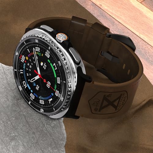 Image of Vintage Leather Band Compatible with Samsung Galaxy Watch Ultra Band 47mm (2025 /2024), 24mm Wide Crazy Horse Leather Strap for Galaxy Watch Ultra Men Women Retro Brown
