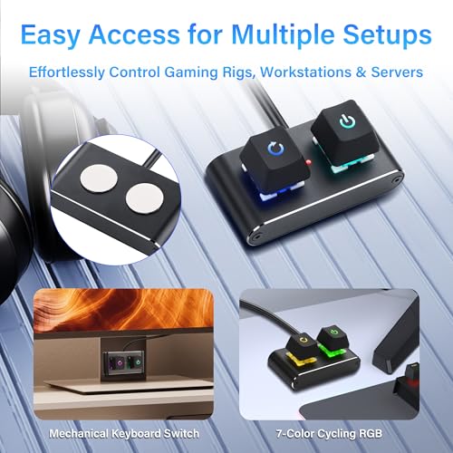 SinLoon Case Accessories External PC/ATX Switch with RGB LED & HDD Activity Light - 2M/6.5FT Desktop Power Button for Motherboard (Power/Reset), DIY PC Construction (Metal Housing) miniatura 2