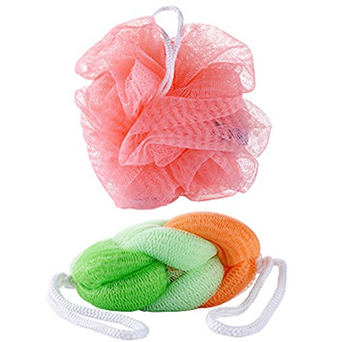 Combination Bath Shower Sponge Loofahs, Mesh Shower Ball, Mesh Pouf Bath and Shower