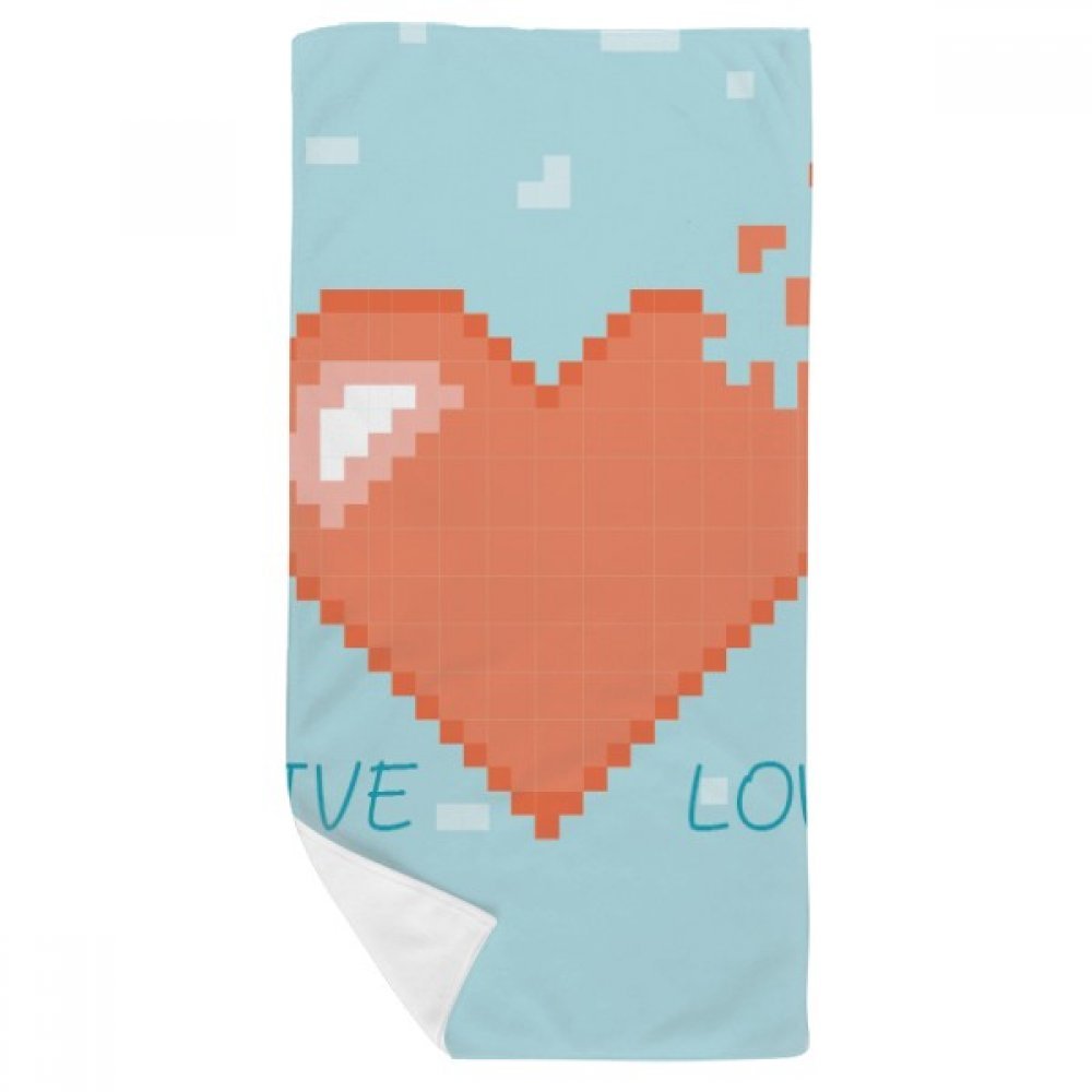 Serviette de bain doux pixel cœur multicolor 35x70cm idéale pour le sport et la toilette