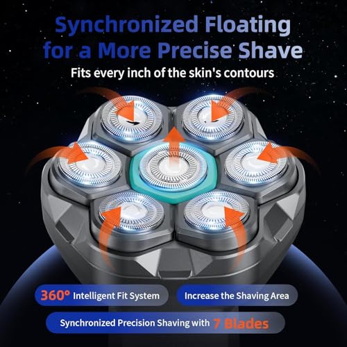 Image of kensen 7D Head Shaver Replacement Head - Electric Shaver Replacement Head 7 Heads for Bald Men Wet and Dry for kensen Series S32 Head Shaver