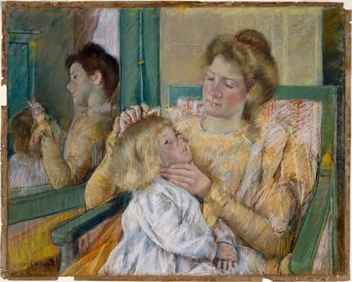 Tableaux Modernes Mère peignant les cheveux de son enfant art tendre
