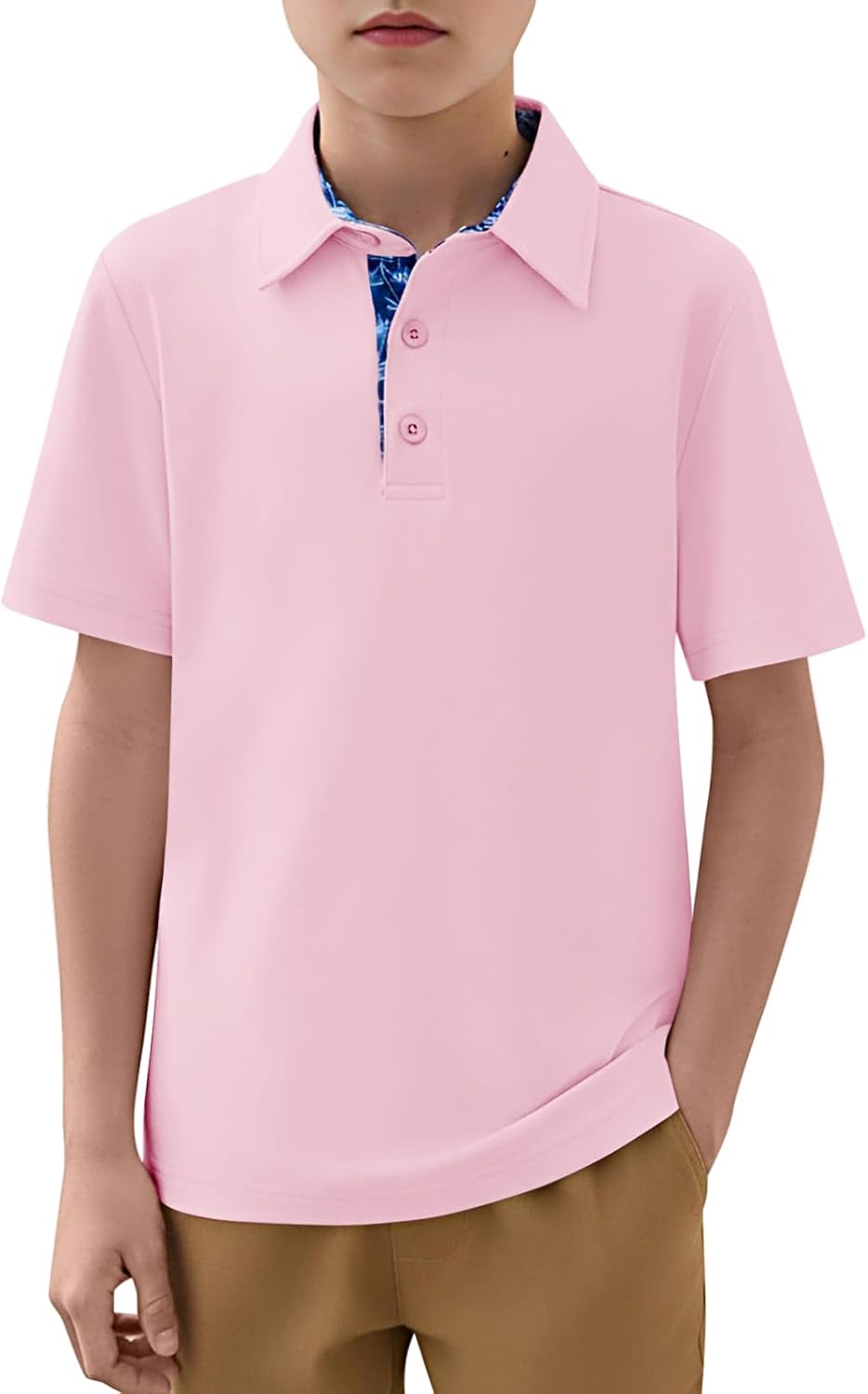 Haloumoning Boys Short Sleeve Polo Shirts Kids Athletic Performance Golf Polo School Uniform Collared Shirt 5-14Y