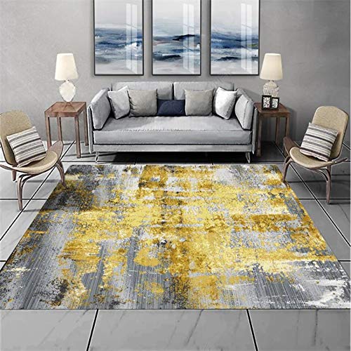 Tapis abstract modern gold grand 200x290cm doux domestiques