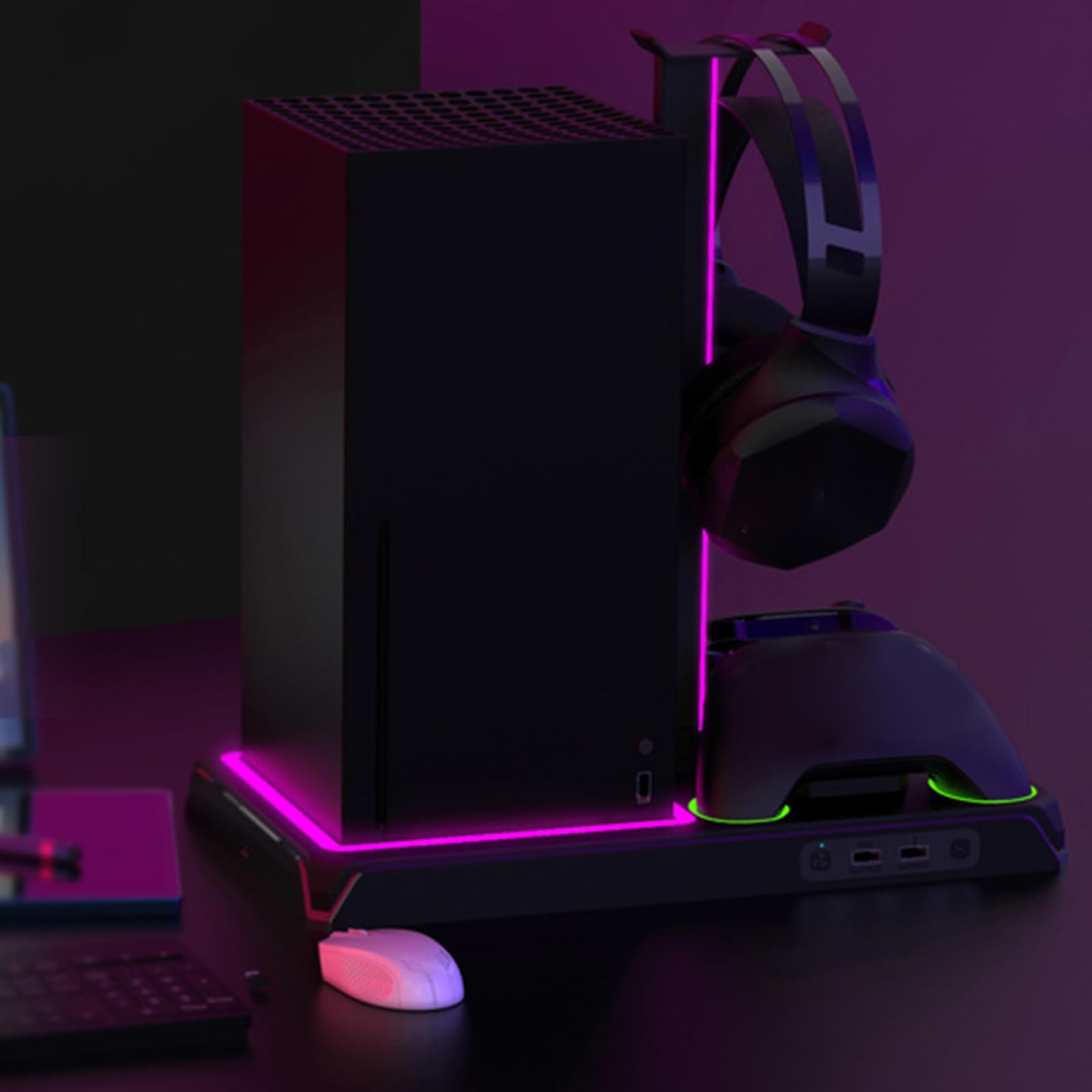 Soporte de refrigeración para máquina de juegos con ventilador de refrigeración, doble controlador de carga con indicadores LED, soporte de disipación de calor