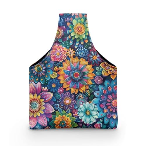 Image of ZUXONGSYBoho Colorful Floral Yarn Bag with Holes for Crochet Lightweight Yarn Storage Bag Organizer Portable Knitting Handbags and Totes Knitting Accessories