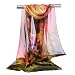 GERINLY Chiffon Scarves Lotus Flower Pint Sheer Neck Scarf (Color1)